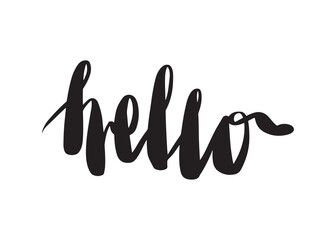 Hello. Modern handlettering. Hand drawn typography phrase design.