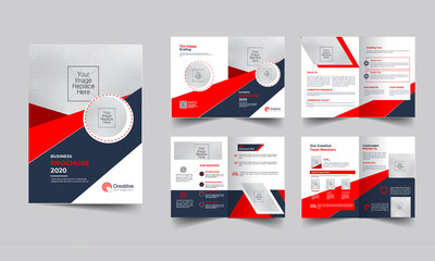 Brochure template design, creative business profile template layout, 8 pages, annual report, minimal, multipage brochure design.