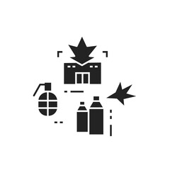 Vandalism glyph black icon. Civil unrest. Public, private property destruction. Social protest. Pictogram for web page, mobile app, promo.