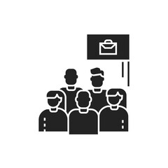 Work protest glyph black icon. Employees and work stoppage. Labor movement. Social protest. Pictogram for web page, mobile app, promo.