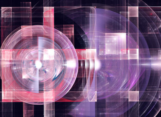 Dynamic curves ands color pattern. Fractal graphics. Science and technology concept.