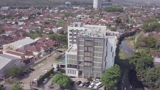shoot a video of a luxury hotel in Jember from the air using a drone camera