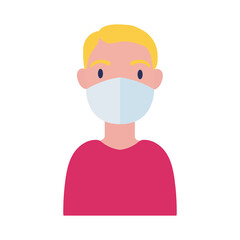 blond man wearing medical mask flat style