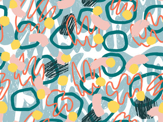 Geometric Vector pattern with black and white. Form a triangle, a line, a circle. Hipster fashion Memphis style. Retro Memphis 80s or 90s style fashion abstract background seamless pattern.