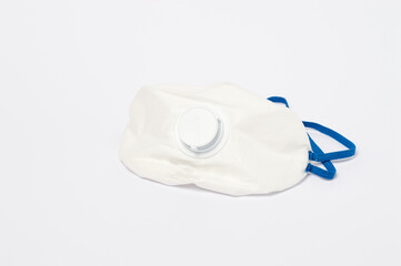 Medical mask isolated on grey background, coronavirus and infection protection.