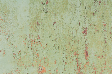 Abstract metal texture background. Old surface in rust and dirt in green color.