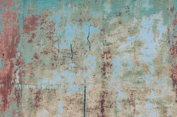 Abstract metal texture background. Old surface in rust and dirt in green color.