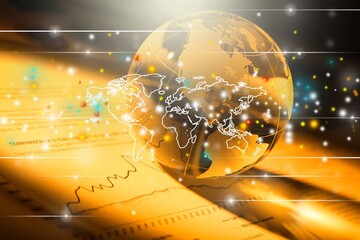 Glass planet on financial business illustrations