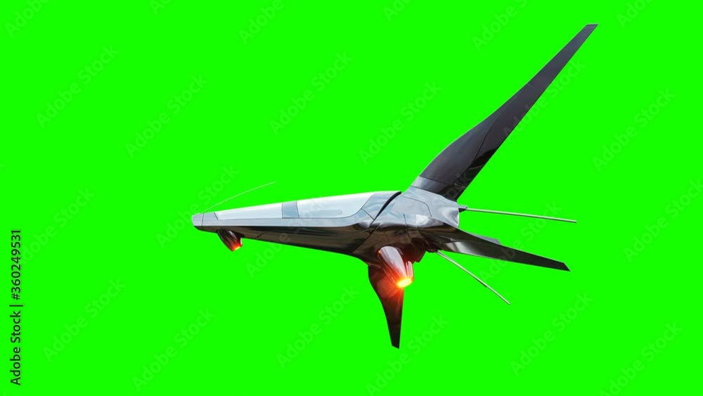 Canvas Prints sci fi fufturistic ship. concept of future. green screen. realistic 4k animation.