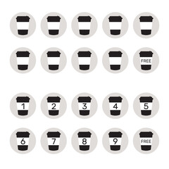 Take away coffee loyalty card concept. Buy 9 cups and get 1 for free
