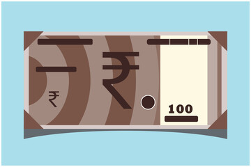 100 Indian Rupee Banknotes paper money vector icon logo illustration and design. India business, payment and finance element. EPS 10 Vector illustration. Can be used for web, mobile, infographic,