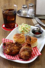 homemade buttermilk fried chicken & biscuits, southern food
