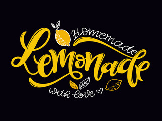 Motivation hand drawn doodle lettering quote about lemonade. Summer homemade lemonade label art. Template design for banner, poster, t-shirt design. - obrazy, fototapety, plakaty