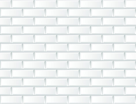 Seamless white brick ceramic tile. Nordic & Scandinavian design background. Vector wall. Trend illustration
