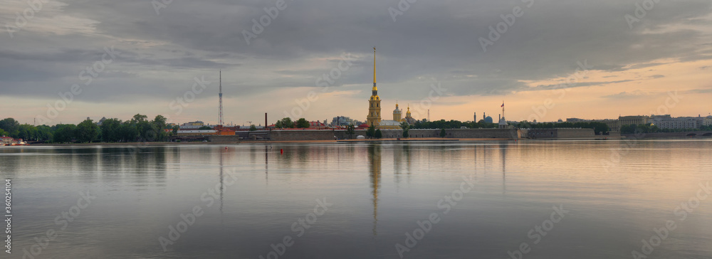 Wall mural Large-format panorama of the Peter and Paul fortress in Saint Petersburg