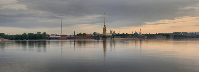 Large-format panorama of the Peter and Paul fortress in Saint Petersburg