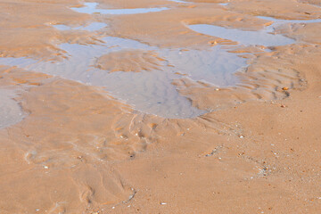 Flaques d'eau sur la plage
