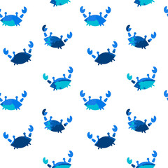 baby seamless pattern with silhouettes of blue crabs. texture effect. Marine theme. for packaging, paper, fabric. print for clothes