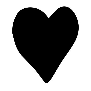 black heart vector hand drawn illustration isolated object