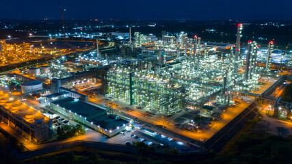 Fototapeta na wymiar Aerial view oil refinery, refinery plant