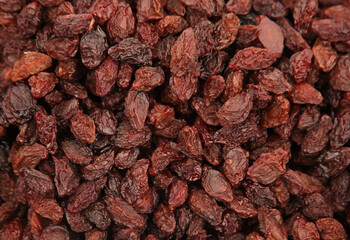 Red dry sultana berries in the stock