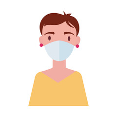 woman wearing medical mask flat style
