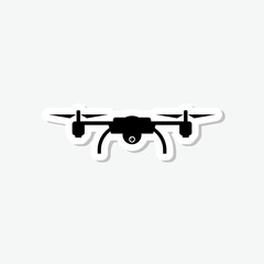 Naklejka premium Drone logo. Aerial photography Drone Camera sticker isolated on gray background