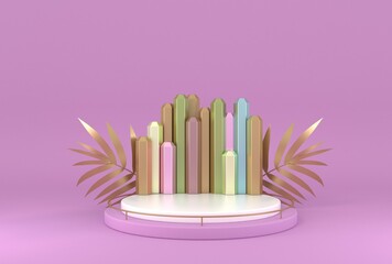 abstract pastel color background, minimalist mockup for podium display or showcase, 3d rendering.
