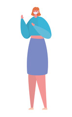 woman with mask design of medical care and covid 19 virus theme Vector illustration