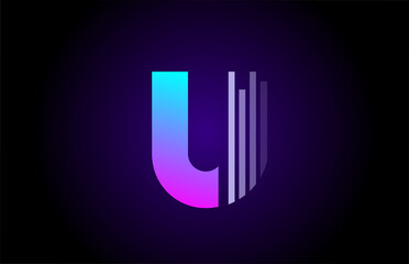 U alphabet letter logo for company and business. Blue pink design for identity