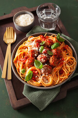 spaghetti with meatballs and tomato sauce, italian pasta