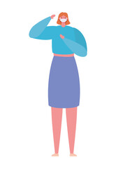 woman with mask design of medical care and covid 19 virus theme Vector illustration