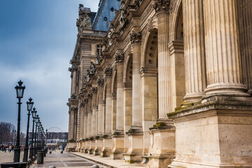 The Louvre Museum in a freezing winter day just before spring in Paris