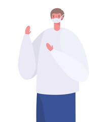 man with mask design of medical care and covid 19 virus theme Vector illustration