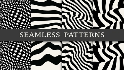 Seamless geometric pattern print set. Abstract background pattern design. Vector illustration. © sunspire