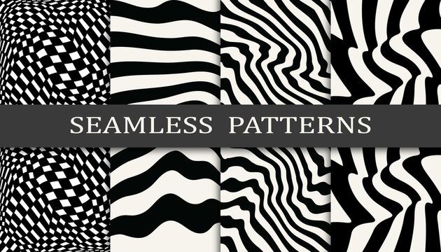 Seamless geometric pattern print set. Abstract background pattern design. Vector illustration.