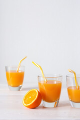 Orange juice, summer refreshing citrus drink with straws