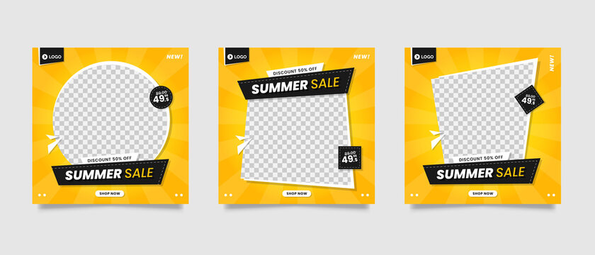 Yellow Summer Sale Social Media Post Template