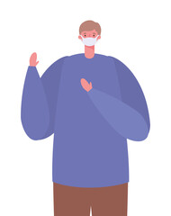 man with mask design of medical care and covid 19 virus theme Vector illustration