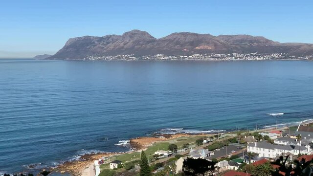 Aerial view of St James beach in  False Bay on the Cape peninsula