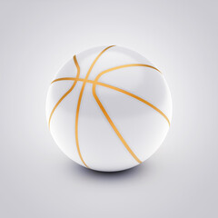 White and golden basketball on white background