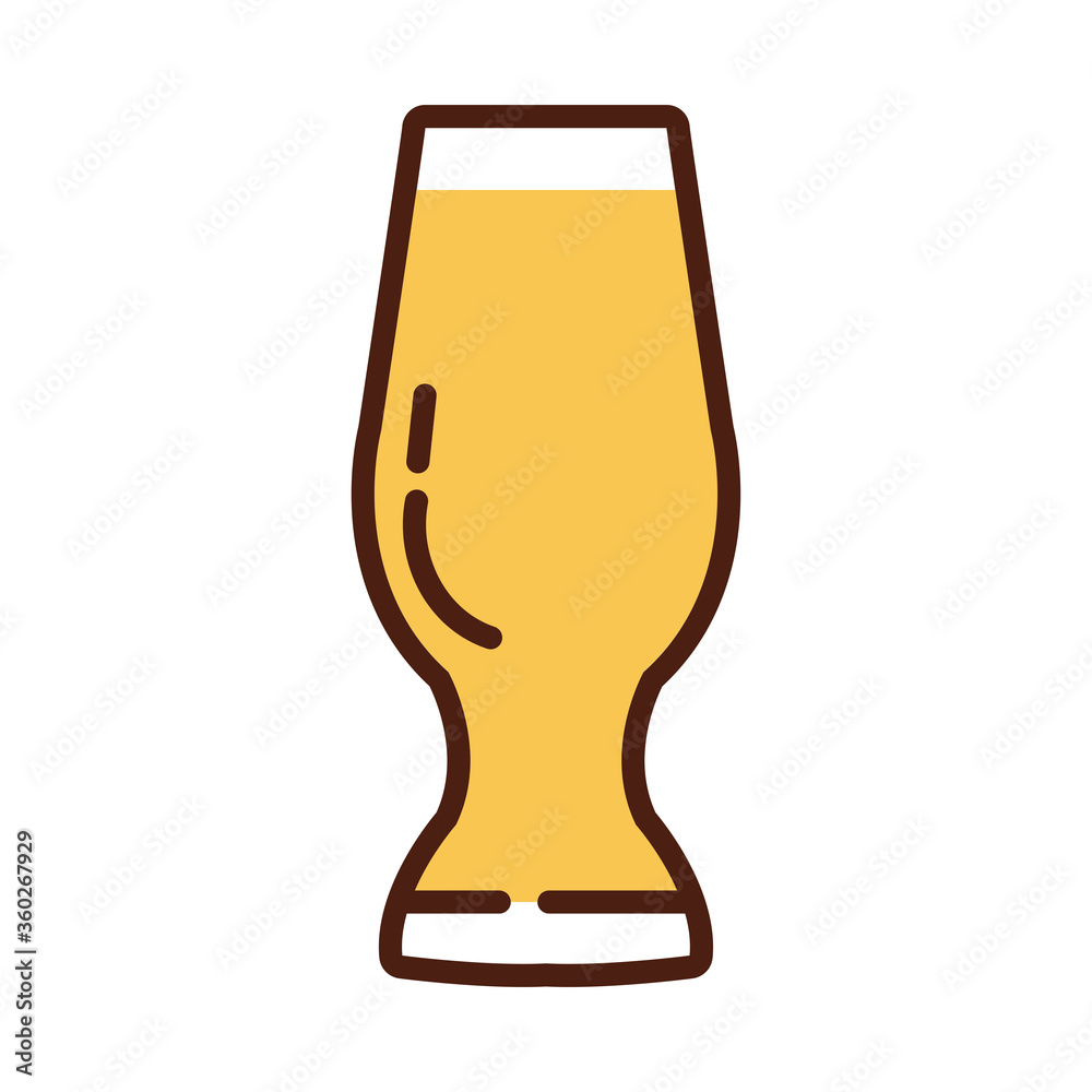 Sticker beer glass drink international day line and fill style