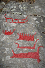 Norrkoping Rock Carvings at Himmelstalund Five Small Boats