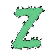 Letter Z. Coronavirus font. vector quarantine alphabet. health and medical vector letters. vector illustration. Viral alphabet. Letters in the form of bacteria. They're going against a white