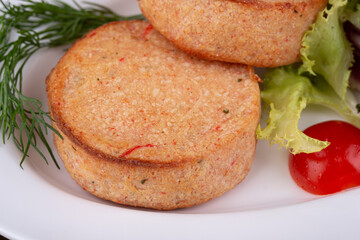 Fish cutlet with carrots and spices
