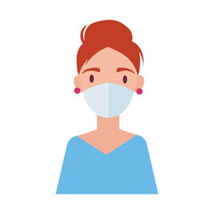 woman wearing medical mask flat style