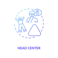 Head center blue gradient concept icon. Individual motivation. Personal motivation. Chakra in body system. Human design idea thin line illustration. Vector isolated outline RGB color drawing