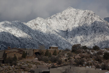Winter mountain with clouds above
