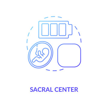 Sacral center blue gradient concept icon. Life force and energy. Sexuality level. Chakra in body system. Human design idea thin line illustration. Vector isolated outline RGB color drawing