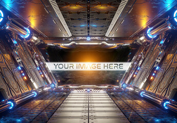 Spaceship with Window Mockup